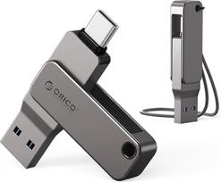ORICO EB05 USB atmintinė 256GB USB 3.2 Gen 1, dvigubas USB-C ir USB-A mini atmintinė, nešiojamoji atmintinė, 150MB/s skaitymo greitis, skirta "iPhone 17/16/15", "Android", planšetiniams kompiuteriams, nešiojamiesiems kompiuteriams, "Mac", "Windows", pilk
