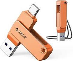 ORICO EB05 USB atmintinė 64GB USB 3.2 Gen 1, dvigubas USB-C ir USB-A mini atmintinė, nešiojamoji atmintinė, 150MB/s skaitymo greitis, skirta "iPhone 17/16/15", "Android", planšetiniams kompiuteriams, nešiojamiesiems kompiuteriams, "Mac", "Windows", oranž