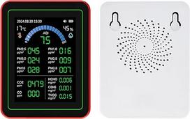 Oro kokybės matuoklis, Co2 Tvoc Hcho Pm2.5 Pm10 Temp Humid Detect Tester Indoor Battery Powered Data Storage, nešiojamasis matuoklis su puslaidininkiais ir infraraudonųjų spindulių jutikliais namams