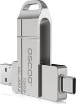 OSCOO 128GB USB atmintinė USB 3.2 Gen1 Flash Drive iki 550MB/s Dvigubas USB-C ir A atminties kortelė, suderinama su "iPhone 15-16", "Android", "Mac", nuotraukomis ir vaizdo įrašais Funkcijos