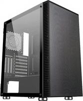 P44 Juodas maitinimo tinklo ir grūdinto stiklo korpusas be ventiliatoriaus ir koncentratoriaus, palaiko E-ATX, ATX, Micro-ATX ir ITX