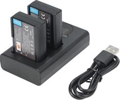 Pakaitinis akumuliatorius (2 vnt.) ir išmanusis LED dvigubas USB įkroviklis, suderinamas su Nikon EN-EL9 ENEL9 ENEL9 ENEL9 EN-EL9A ir Nikon D40 D40x D60 D3000 D5000 skaitmeniniu fotoaparatu