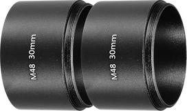PATIKIL 30 mm teleskopinis ilgintuvas, 2 vnt. M48x0,75 mm iš abiejų pusių aliuminio lydinio objektyvo adapterio žiedo ilgintuvas, skirtas fotoaparato okuliaro teleskopo priedams, juodas