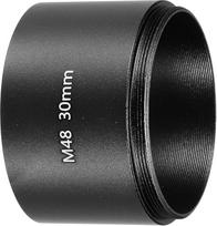 PATIKIL 30 mm teleskopinis ilgintuvas, M48 x 0,75 mm iš abiejų pusių, aliuminio lydinio objektyvo adapterio žiedas, fotoaparato okuliaro teleskopo priedų ilgintuvas, juodas