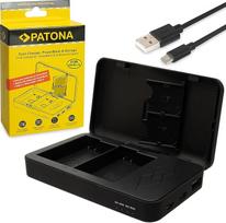 PATONA dvigubas įkroviklis su "Power Bank" funkcija ir atminties kortelių saugykla, suderinamas su Nikon EN-EL15, EN-EL15B, EN-EL15C baterijomis