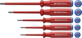 PB Swiss Tools Torx VDE atsuktuvų rinkinys PB 5549-100% šveicariškos gamybos - 5 dalių elektrinių atsuktuvų rinkinys T9/T10/T15/T20/T25 - visiškai izoliuotas iki 1000 V kintamosios srovės / 1500 V nuolatinės srovės, išbandytas VDE