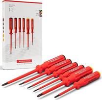 PB Swiss Tools VDE plonas kryžminių atsuktuvų rinkinys PB 5542.SL | 100 % Šveicarijos gamybos | 6 dalių elektrinių atsuktuvų rinkinys PH1/PH2 su dantukais 2/3/4/5, visiškai izoliuotas iki 1000 V