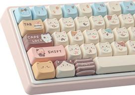 PBT klavišų dangteliai 142 klavišų mielas dažų sublimacinis jūros druskos katinas Mao profilis Individualūs klavišų dangteliai "Cherry Gateron MX" jungikliams mechaninėms klaviatūroms