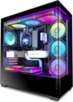 PC CASE ATX 7 PWM ARGB ventiliatorius, C tipo vidinio bokšto kompiuterio korpusas su dvigubu grūdintu stiklu, žaidimų kompiuterio korpusas, juodas, P4 ARGB