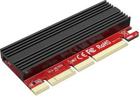PCIe 4.0 ir NVMe M.2 SSD adapterio x4 x8 x16 lizdas su aliuminio radiatoriumi