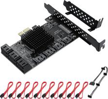 PCIe SATA 10 prievadų išplėtimo kortelė, PCI-E į SATA3.0 6Gb/s valdiklio kortelė, įkrovos kaip sistemos plokštė, kietojo disko adapterio kortelė "Windows", "Linux", NAS