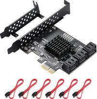 PCIe SATA 3.0 6 prievadų išplėtimo kortelė, PCI Express 1x SATA 6Gbps valdiklio kortelė, įkrovos kaip sistemos plokštė, kietojo disko adapterio kortelė "Windows", "Linux", NAS