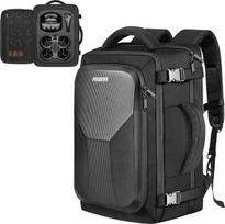 PEKREWS Avata 2 Tasche, Erweiterbar Handgepäck Rucksack für DJI Goggles 3, RC Motion 3, Hartschale Tragetasche Wasserabweisende Reisetasche für 17,3 Zoll Laptop, Fly More Combo und Drohne Zubehör