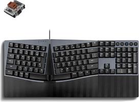 Perixx PERIBOARD-535BR [Atnaujinta programinė įranga] Kabelgebundene ergonomische mechanische Tastatur, volle Größe, Flache braune taktile Schalter, NKRO Anti-Ghosting, kompatibel mit Windows und MacOS