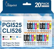 PGI-525 CLI-526 PGI525 CLI526 rašalo kasetė, suderinama su "Canon 525 526", skirta PIXMA MG5150 MG5250 MG5350 MG5350 IP4850 IP4950 IX6550 MX895 MX885 MX715 (20 vnt.