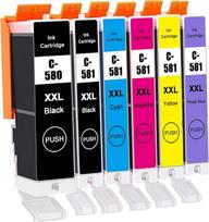 PGI-580XXL CLI-581XXL kasetės, suderinamos su "Canon 580 581 XXL Pixma TS8150 TS8151 TS8152 TS8250 TS8251 TS8252 TS8350 TS9150 TS9155 TS8351 TS8352 (PGBK/BKPGB/c/m/y/pb, 6 pakuotės)