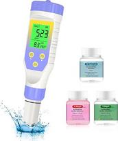 pH matuoklis Vanduo, sinchroninio rodymo pH vertės matuoklis ir druskos kiekio matuoklis baseinui, patobulintas TDS Temp druskos pH EC matuoklis, skirtas karštoms vonioms, SPA, akvariumui, hidroponikai