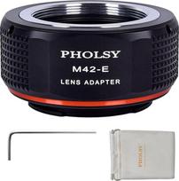 PHOLSY objektyvo adapteris, skirtas M42 objektyvo ir "Sony E (NEX)" fotoaparato korpuso su varžtiniu tvirtinimu, M42 - NEX, M42 - Sony E