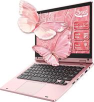 PINSTONE 360° sulankstomas jutiklinis nešiojamasis kompiuteris | Celeron N4020 nešiojamasis kompiuteris | 6GB RAM 128GB SSD | WiFi (2.4G/5G) | Bluetooth | 1366 x 768 IPS | Interneto kamera | Profesionalams pritaikytas nešiojamasis kompiuteris - rožinis