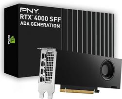 PNY NVIDIA RTX 4000 SFF Ada kartos 20GB GDDR6 PCI Express 4.0 dviejų lizdų, žemo profilio 4X MiniDisplayPort, 8K palaikymas, itin tylus aktyvusis ventiliatorius