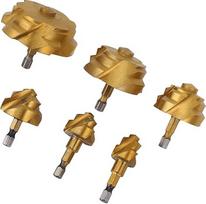 PPR-Stufenbohrer-Set, 6-teilig, 20, 25, 32, 40, 50, 63 mm, Hohe Konzentrizität, Ti-plattiertes Rohr-Reibwerkzeug, PVC-Reibbohrer mit 1/4-Zoll-Sechskantschaft, Aufbewahrungsbox für das Bohren