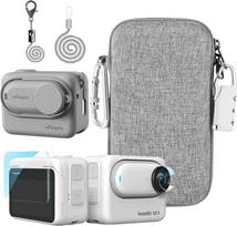 Priedų rinkinys, suderinamas su "Insta360 GO 3" silikoniniu fotoaparato dangteliu ir objektyvo dangteliu, 2 dalių 3D ekrano apsaugine plėvele, lauko krepšiu su užraktu ir užraktu nuo praradimo (pilkas)