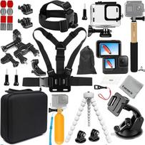 Priedų rinkinys su vandeniui atspariu korpusu "GoPro Hero 12/11/10/9", juodas, veiksmo kameros priedų rinkinys, suderinamas su "Go Pro 12 11 10 9" (PT10)