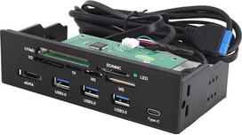 Priekinis vidinis kortelių skaitytuvas, 5,25 colių daugiafunkcinis kortelių skaitytuvas, palaiko USB 3.0, USB3.1, eSATA M.2+SD, MS, XD, CF, TF