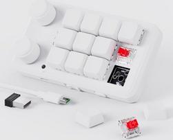 Programuojama makro klaviatūra, belaidė mechaninė klaviatūra su RGB, makro klaviatūra su karšto keitimo palaikymu, skirta kompiuteriniams žaidimams, nuotraukų gamybai ir redagavimui (balta)