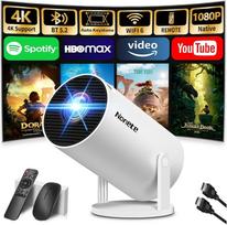 Projektorius 4K projektorius Full HD 1080P mini projektorius su "WiFi 6" ir "Bluetooth 5.2", "Android" nešiojamasis projektorius, 270° pasukimo kampu su automatine geometrija, skirtas kompiuteriui/HDMI/USB, su pele ir nuotolinio valdymo pulteliu, baltos s