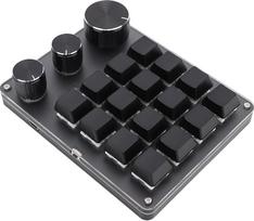PUSOKEI Mi NI makro mechaninė žaidimų klaviatūra, 16 programuojamų klavišų su 3 mygtukais, pritaikyta klaviatūra su LED šviesa, raudonas jungiklis, skirta "Siege" ir "OS X" (juoda)