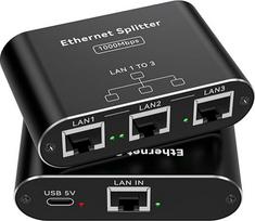 PVBCTCSID LAN skirstytuvas nuo 1 iki 3 1000Mbps tinklo komutatorių skirstytuvas Gigabit Ethernet komutatorius 3 prievadų RJ45 LAN kabelių skirstytuvas Palaiko 3 įrenginius vienu metu Veikia su Cat5/5e/6/6/6e/7/8 kabeliais