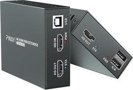 PWAYTEK HDMI KVM USB plėstuvas 4K@60Hz HD vaizdo perdavimas per Cat5e/6 Ethernet kabelį 492 pėdų ilgio, skirtas mauzoliejaus ir skonio keitimui bei signalų perdavimui (4K Schwarz)