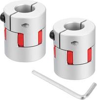 QUARKZMAN 2 vnt. D30 L35 12-14 mm lanksčios slyvos veleno jungties aliuminio jungtis Lanksti voratinklinė jungtis, skirta 3D spausdintuvui, CNC mašinoms ir servo žingsniams (sidabrinė spalva/raudona)