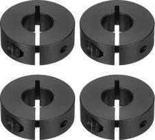 QUARKZMAN 4 Stück Wellenklemme, 14mm Bohrung 35mm AD 12mm Dicke Einfach Geteilte Stellringe, Kohlenstoffstahl Wellenkragen mit Stellschrauben, Schwarz