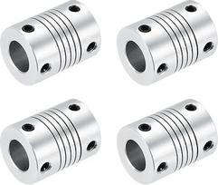 QUARKZMAN 4 vnt. 5 mm-10 mm aliuminio lydinio veleno jungtis L24,5 x D19 lanksti jungiamoji sija, skirta 3D spausdintuvui, CNC mašinai, "pasidaryk pats" koduotojui, variklio velenui, sidabrinė