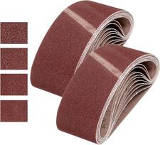 QUARKZMAN 76 mm x 533 mm šlifavimo juostos, 24 vnt. 40/60/80/80/120 grūdėtumo aliuminio oksido šlifavimo juostų, skirtų medžio apdirbimui, metalo poliravimui, peilių galandinimui