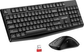 QWERTY belaidės klaviatūros pelės rinkinys su anglišku išdėstymu, pilno dydžio klaviatūra su 104 klavišais ir skaitmenine klaviatūra, 2,4 GHz belaidis ryšys su USB Nano imtuvu, 1400 DPI optinė pelė "Plug & Play", skirta kompiuteriui ir