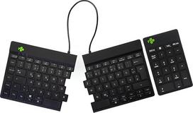 R-Go Split Break Tastatur Numpad Set Kabellos - QWERTZ (DE) - Bluetooth - Ergonomische Split-Tastatur wiederaufladbar - Anti-RSI Break-Software - Schwarz