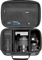 RAIACE kietasis dėklas, suderinamas su "Sony Alpha 7 II II III IV/7R V", "Nikon", "Canon", "Pentax" ir kt. fotoaparatais.Su tinklelio kišene objektyvui, įkrovikliui, laidams ir priedams. - Juodos spalvos