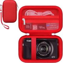 RAIALL fotoaparato dėklas skaitmeniniam fotoaparatui "Canon PowerShot G7 X Mark III/G7X Mark II", kietas dėklas, apsauginis kelioninis dėklas, tinklelio kišenė baterijoms ir USB kabeliui, raudonas, kišeninis organizatorius