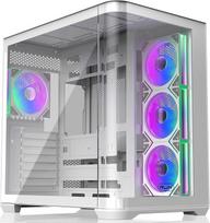 RAIJINTEK ATREUS BT4 White Mid-Tower E-ATX žaidimų kompiuterio korpusas, lenktas grūdintas stiklas, 4 x 120 mm Infinity Mirror ARGB PWM ventiliatorius, didelis oro srautas