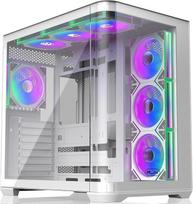 RAIJINTEK ATREUS BT7 White Mid-Tower E-ATX žaidimų kompiuterio korpusas, lenktas grūdintas stiklas, 7 x 120 mm Infinity Mirror ARGB PWM ventiliatorius, didelis oro srautas
