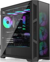 RAIJINTEK PONOS Ultra MS4 E-ATX kompiuterio korpusas, tinklelio formos priekis, užtikrinantis gerą oro cirkuliaciją, grūdinto stiklo šoninis skydelis, 4 ARGB ventiliatoriai, USB 3.0, juodas
