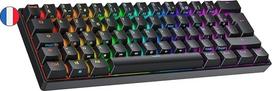 Ranked N60 Nova mechaninė 60 proc. klaviatūra, "Hotswap" žaidimų klaviatūra, 62 programuojami klavišai su RGB apšvietimu, PC/Mac žaidėjams, AZERTY prancūzų kalba (juoda, Gateron Blue)