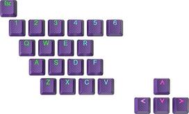 Ranked Rubber Keycap Set | Double Shot Translucent | OEM profilis mechaninei žaidimų klaviatūrai (tamsiai violetinės spalvos, 23 klavišai)