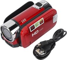 Rankinė vaizdo kamera, 1080P 16 MP DV fotoaparatas, 16x skaitmeninio priartinimo vaizdo kamera su sukamu 2,7 colių TFT ekranu ir USB kabeliu (raudona)