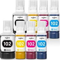 Rašalas 102 Multipack 2 rinkiniai, suderinami su Epson ET-2850 ET-4750 ET-4850 ET-2750 ET-2856 ET-3850 ET-4856 ET-15000 ET-3750 ET-2700 ET-3700 ET-3700 ET-3700 2751 ET-2756 spausdintuvu (2 juodi, 2 žydri, 2 purpuriniai, 2
