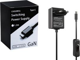 Raspberry Pi 5 maitinimo šaltinis 27W USB-C išvestis 5V/5A, 9V/3A, 12V/2.25A, 15V/1.8A ETL įregistruotas-GaN PD 5A 27W PD maitinimo šaltinis su įjungimo/išjungimo jungikliu