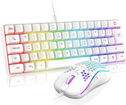RedThunder 60% RGB žaidimų klaviatūra ir pelė JK išdėstymo itin kompaktiška mini apšviesta klaviatūra Lengva 7200 DPI optinė pelė Nešiojamas laidinis žaidimų rinkinys kompiuteriui